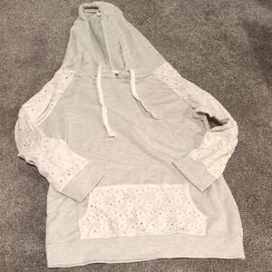 Gray & White Lace Hoodie